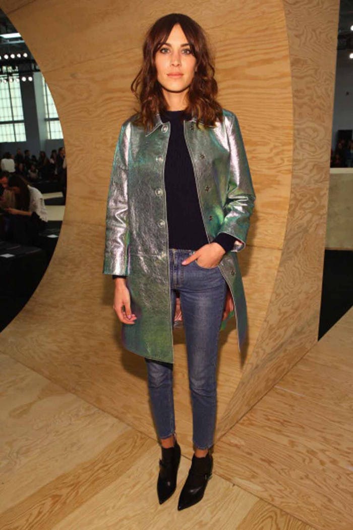 Alexa chung 2024 green leather coat